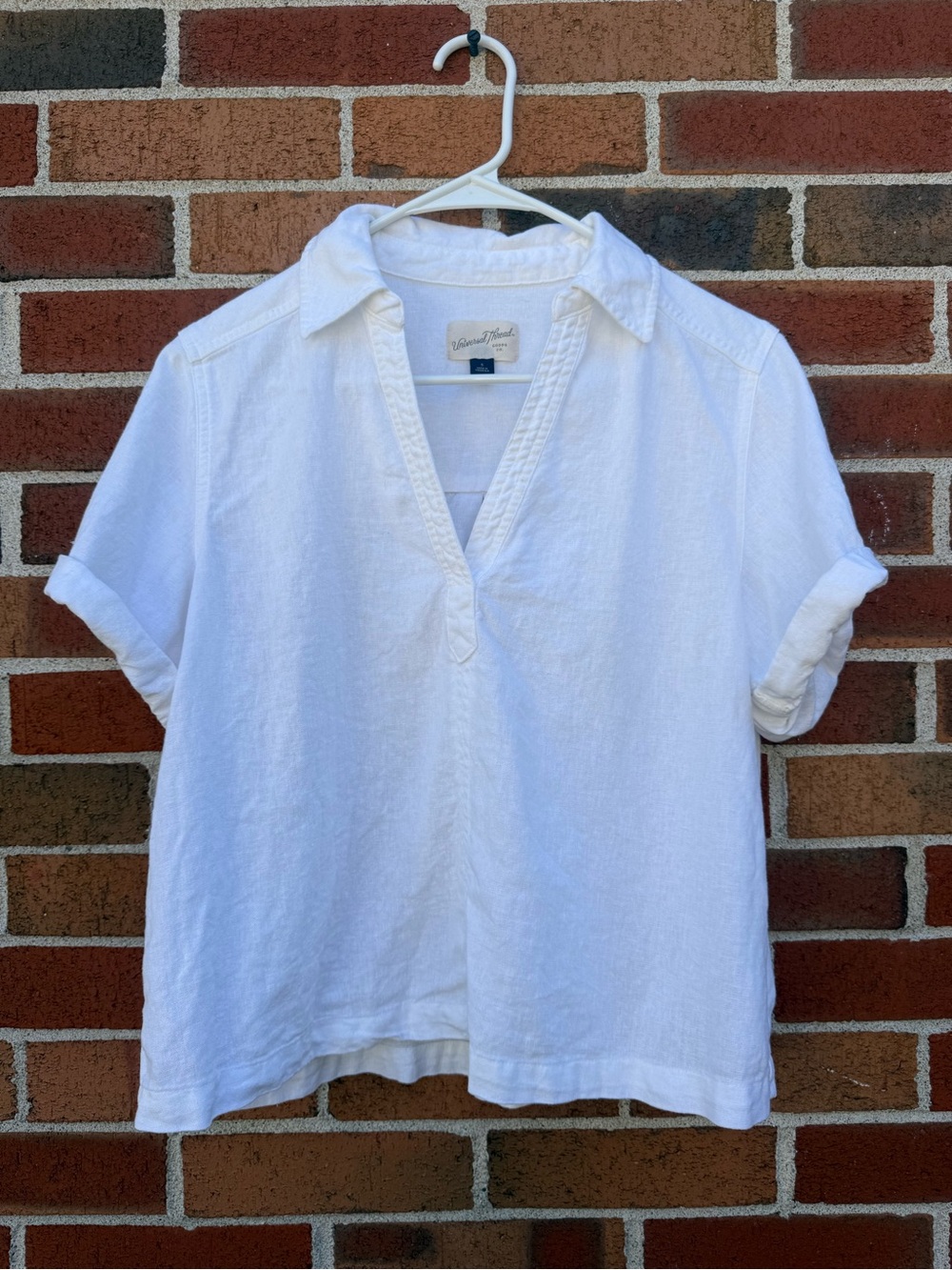 Universal Thread Goods Co. White Linen Blend Popover Shirt Size Small